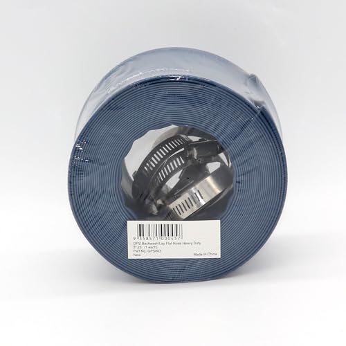 Ganador Pool Supplies Rückspülschlauch, 5,1 cm Durchmesser x 6,5 m lang. Robuster, flacher Ablaufschlauch 5,1 cm x 7,6 m für Wasserentladung/Entsorgung mit 2 Schlauchschellen von Ganador Pool Supplies