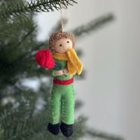 Filz Kleiner Prinz Ornament, Nadel Gefilzte Biologisch Abbaubare Ornamente, Baumschmuck, Fair Trade Ornament von GanapatiCraftsCo