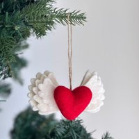 Filz Liebe Flügel Valentinstag Ornament, Geschenk, Schnurfaden Befestigt, Biologisch Abbaubar Hängende Dekoration von GanapatiCraftsCo