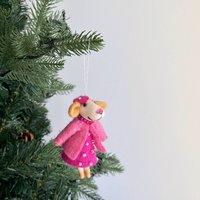 Filz Mäuse Dame Weihnachtsschmuck, Biologisch Abbaubare Ornamente, Baumschmuck, Mäusefamilie von GanapatiCraftsCo