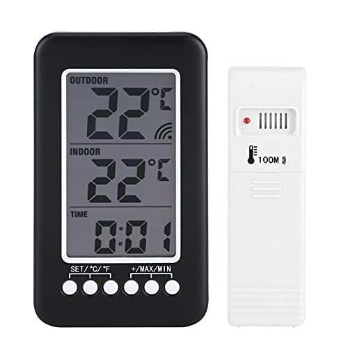 Gancon Innen-Außen-Thermometer-LCD-Digital-Innen-Außen-Thermometer Uhr Temperaturmesser Drahtloser Sender von Gancon