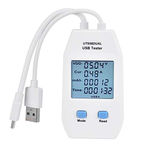 LCD USB Tester, Digital Power Capacity Tester Voltmeter Amperemeter Meter (UT658 Dual) von Gancon