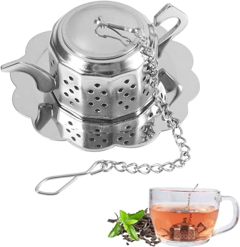 Teesieb Teefilter und Deckel/Abtropfschale,Rostfreies 304 Edelstahl Tee-Sieb für losen Tee,Premium Sieb,Faltbare von Gancon