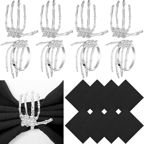 Gandeer 16-teiliges Halloween-Serviettenring-Set beinhaltet 8 Halloween-Skelett-Serviettenringe mit 8 soliden schwarzen Dinner-Servietten für Dinner-Partys Gandeer 16-teiliges Halloween-Serviettenring-Set beinhaltet 8 Halloween-Skelett-Serviettenringe mit 8 soliden schwarzen Dinner-Servietten für Dinner-Partys von Gandeer