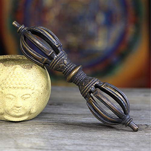 Gandhanra Leistungsstarker tibetischer Buddhismus Dharma Ritual Vajra Dorje, 9 Zinken Phurba Stößel, Tantrische Energie, handgefertigt in Nepal (Small(6.1" × 1.2")) von Gandhanra