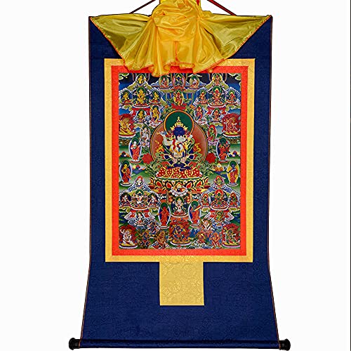 Gandhanra Thangka Tibetische Wandbehang,42 Friedliche Gottheiten des Bardo Thodol (Tibetanisches Totenbuch),Heißgeprägter Buddha Wandteppich für Zen Wohnkultur, Meditation, Spirituelle Entspannung von Gandhanra