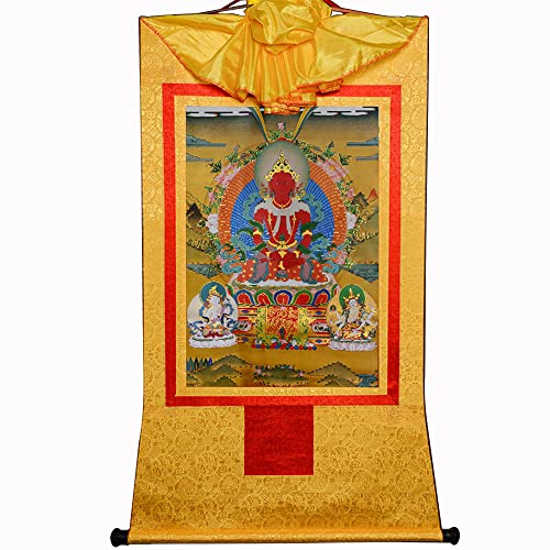 Gandhanra Thangka Tibetische Wandbehang,Amitayus Thangka,Heißgeprägter Buddha Wandteppich für Zen Wohnkultur, Meditation, Spirituelle Entspannung und Ruhe von Gandhanra