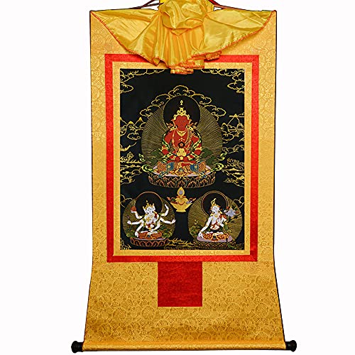 Gandhanra Thangka Tibetische Wandbehang,Amitayus Thangka,Heißgeprägter Buddha Wandteppich für Zen Wohnkultur, Meditation, Spirituelle Entspannung und Ruhe von Gandhanra