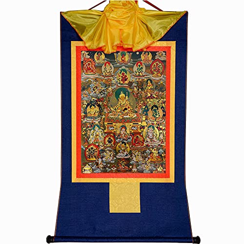 Gandhanra Thangka Tibetische Wandbehang,Guru Rinpoche und die Gottheiten des Reichtums Thangka,Heißgeprägter Buddha Wandteppich für Zen Wohnkultur, Meditation, Spirituelle Entspannung und Ruhe Gandhanra Thangka Tibetische Wandbehang,Guru Rinpoche und die Gottheiten des Reichtums Thangka,Heißgeprägter Buddha Wandteppich für Zen Wohnkultur, Meditation, Spirituelle Entspannung und Ruhe von Gandhanra