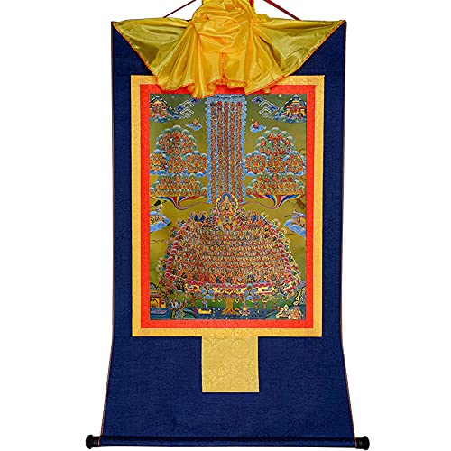 Gandhanra Thangka Tibetische Wandbehang,Je Tsongkhapas Zufluchtsbaum Thangka,Heißgeprägter Buddha Wandteppich für Zen Wohnkultur, Meditation, Spirituelle Entspannung und Ruhe von Gandhanra