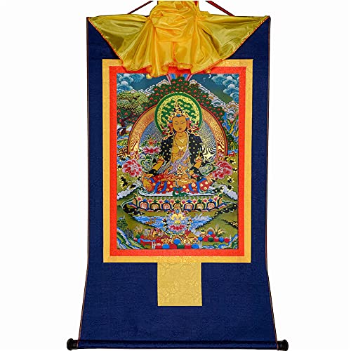 Gandhanra Thangka Tibetische Wandbehang,Ksitigarbha Thangka,Heißgeprägter Buddha Wandteppich für Zen Wohnkultur, Meditation, Spirituelle Entspannung und Ruhe von Gandhanra
