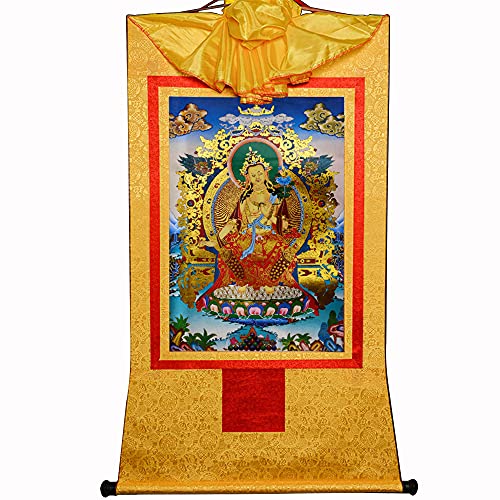 Gandhanra Thangka Tibetische Wandbehang,Maitreya Buddha Thangka,Heißgeprägter Buddha Wandteppich für Zen Wohnkultur, Meditation, Spirituelle Entspannung und Ruhe von Gandhanra