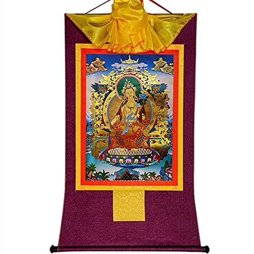 Gandhanra Thangka Tibetische Wandbehang,Maitreya Buddha Thangka,Heißgeprägter Buddha Wandteppich für Zen Wohnkultur, Meditation, Spirituelle Entspannung und Ruhe von Gandhanra