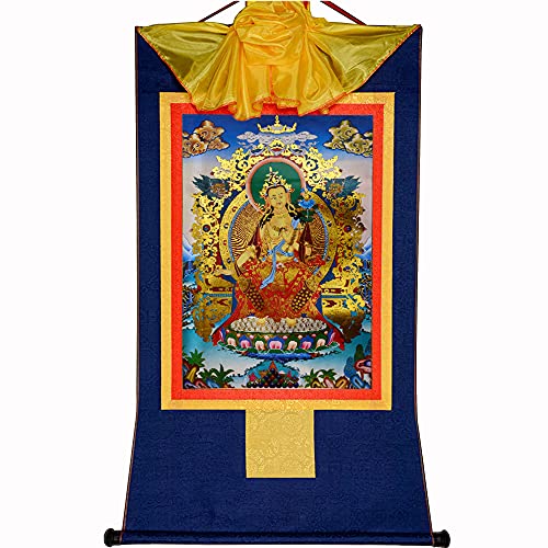 Gandhanra Thangka Tibetische Wandbehang,Maitreya Buddha Thangka,Heißgeprägter Buddha Wandteppich für Zen Wohnkultur, Meditation, Spirituelle Entspannung und Ruhe von Gandhanra