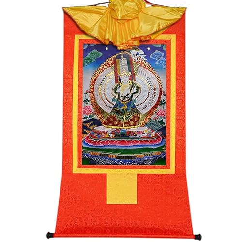 Gandhanra Thangka Tibetische Wandbehang,Usnisa Sitatapatra Thangka,Heißgeprägter Buddha Wandteppich für Zen Wohnkultur, Meditation, Spirituelle Entspannung und Ruhe von Gandhanra