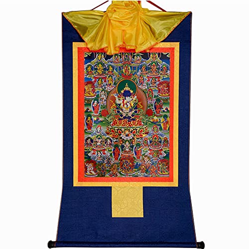 Gandhanra Thangka Tibetische Wandbehang,42 Friedliche Gottheiten des Bardo Thodol (Tibetanisches Totenbuch),Heißgeprägter Buddha Wandteppich für Zen Wohnkultur, Meditation, Spirituelle Entspannung von Gandhanra