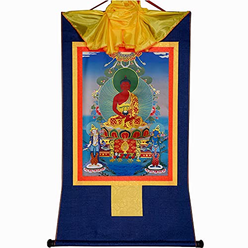 Gandhanra Thangka Tibetische Wandbehang,Amitabha Thangka，Heißgeprägter Buddha Wandteppich für Zen Wohnkultur, Meditation, Spirituelle Entspannung und Ruhe von Gandhanra