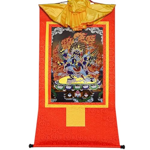 Gandhanra Thangka Tibetische Wandbehang,Dorje Phurba Vajrakilaya Thangka,Heißgeprägter Buddha Wandteppich für Zen Wohnkultur, Meditation, Spirituelle Entspannung und Ruhe von Gandhanra
