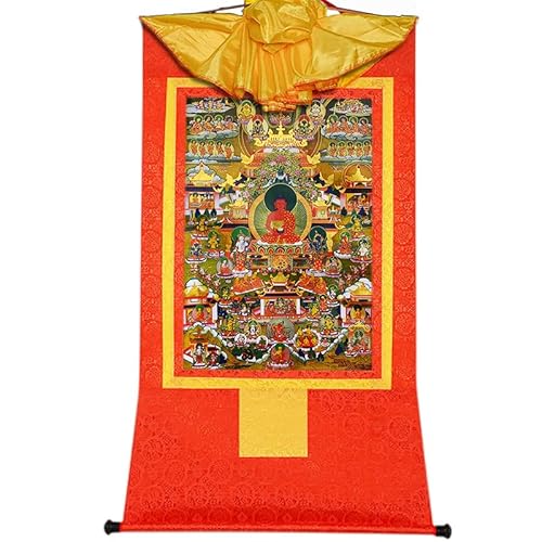 Gandhanra Thangka Tibetische Wandbehang,Amitabha Reines Land Thangka,Heißgeprägter Buddha Wandteppich für Zen Wohnkultur, Meditation, Spirituelle Entspannung und Ruhe von Gandhanra