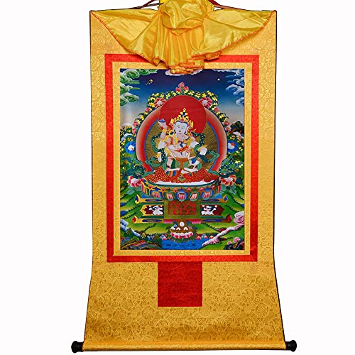 Gandhanra Thangka Tibetischer Wandbehang,Die Yab-Yum-Form von Dorje Sempa Vajrasatva Thangka,Heißgeprägter Buddha Wandteppich für Zen Wohnkultur, Meditation, Spirituelle Entspannung und Ruhe von Gandhanra
