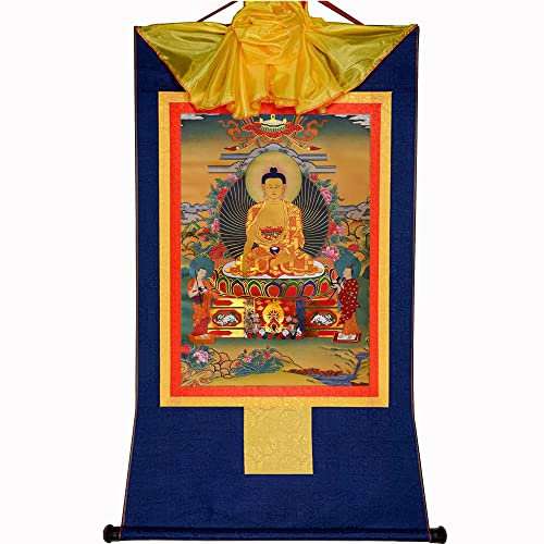 Gandhanra Thangka Tibetische Wandbehang,Shakyamuni Thangka,Heißgeprägter Buddha Wandteppich für Zen Wohnkultur, Meditation, Spirituelle Entspannung und Ruhe spirituellen Entspannung und Ruhe von Gandhanra