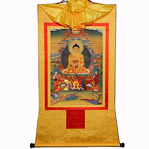 Gandhanra Thangka Tibetische Wandbehang,Shakyamuni Thangka,Heißgeprägter Buddha Wandteppich für Zen Wohnkultur, Meditation, Spirituelle Entspannung und Ruhe von Gandhanra
