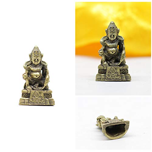 Gandhanra Tibetische Tantrische Mini Buddha Statue-Gelber Jambhala,handgeschnitzt aus Nepal,Antik Messing Optik,Figuren Zum Sammeln,Meditieren,Dekorieren von Gandhanra