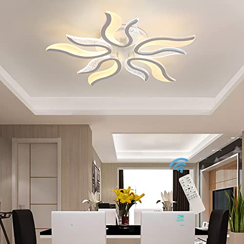 Ganeed Moderne LED Deckenleuchte 50W Unterputz Deckenleuchter Leuchtturm Dimmbare Acryl Flammenform Deckenleuchte Kronleuchter für Wohnzimmer Flur Schlafzimmer mit Fernbedienung von Ganeed