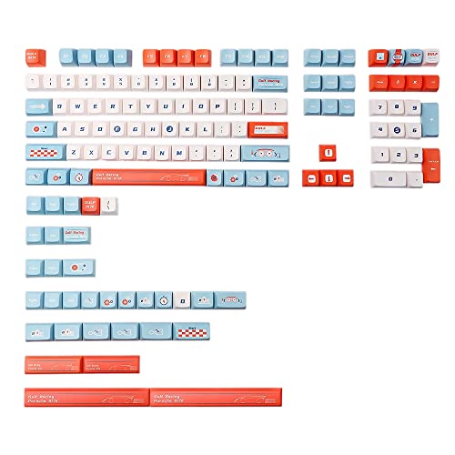 Ganekihedy 140 Tasten Gulf Racing Keycap KDA Profile Dye Subb Tastenkappen für Mechanische Tastatur GK61 LK67 TM680 K70 G710+ 3U 7U von Ganekihedy