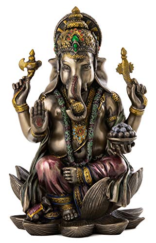 Ganesh (Ganesha) Hindu Elephant God of Success Real Bronze Powder Cast Statue, 7 1/4-inch by Veronese von Top Collection