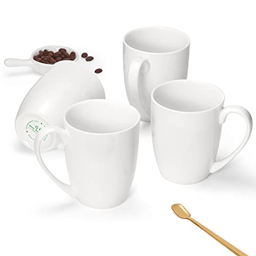 Gang Rinpoche Kaffeetassen aus feinem Knochenporzellan, 340 ml, über 45 % Knochenanteil, langlebige Porzellan-Sets, weiße Keramik-Teetassen, 4er-Set, leichte Weihnachtstassen von Gang Rinpoche