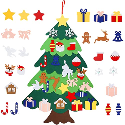 GangGangBAO Filz Weihnachtsbaum, DIY Fühlte Weihnachtsbaum Filzkinder Weihnachtsbaum Wandbehang Weihnachtsschmuck Dekoration von GangGangBAO