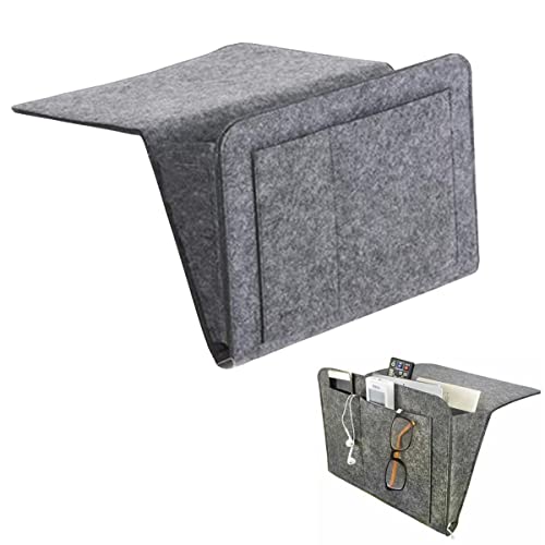 GangGangBAO Bett Organizer, Filz Betttasche Hochbett Hängetasche Aufbewahrungstasche Bett Tasche Sofa Bedside Storage Organizer für Buch Zeitschriften Handy Fernbedienung (dark gray) von GangGangBAO