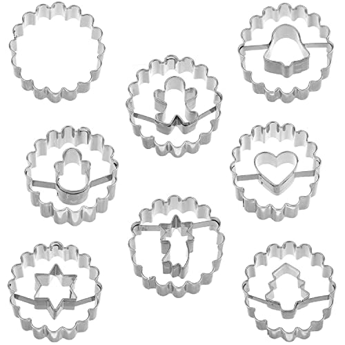 GangGangBAO Linzer Ausstechformen Weihnachten, Mini Linzer Ausstecher Plätzchenformen Weihnachten Plätzchen Ausstecher Fondant Keksausstecher (8 Stk-6cm) von GangGangBAO