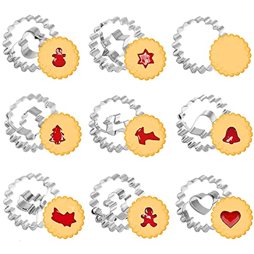 Linzer Ausstechformen Weihnachten, Mini Linzer Ausstecher Plätzchenformen Weihnachten Plätzchen Ausstecher Fondant Keksausstecher (9 Stk-4.5cm) von GangGangBAO