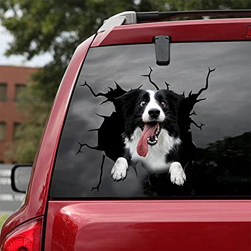 Niedlicher Border Collie Crack 3D-Auto-Aufkleber, SUV, Fenster, Glas, personalisierte Dekoration, Kühlschrank, Riss, Toilette, Risse von GangZhENgSd