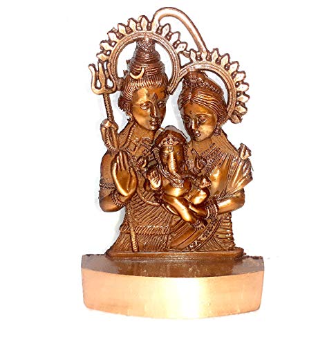 Ganga Nautical Shiva Parvati Ganesh Idol Shiv Parivar Murti Statue Skulptur Hindu-Lord Idole Familie sitzt auf Nandi Schaustück Figur für Home Office Tempel Mandir Dekoration, braun, 7,6 x 10,2 cm von Ganga Nautical