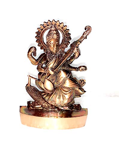 Sarasvati-Idol für Dekoration und Pooja-Metallstatue, goldfarben, 7,6 x 10,1 cm von Ganga Nautical