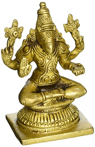 gangesindia Lord Varaha DEV Messing Statue 02073 (8,9 cm H x 6,3 cm W x 3,8 cm D) Gold von GangesIndia