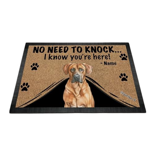 Ganshan Bi Personalisierte Fußmatte mit Aquarell-Hund, Rhodesian Ridgeback, Willkommens-Bodenmatte, kein Klopfen nötig, I Know You're Here Geschenk für Hundeliebhaber, 59,9 x 40,9 cm Ganshan Bi Personalisierte Fußmatte mit Aquarell-Hund, Rhodesian Ridgeback, Willkommens-Bodenmatte, kein Klopfen nötig, I Know You're Here Geschenk für Hundeliebhaber, 59,9 x 40,9 cm von Ganshan Bi