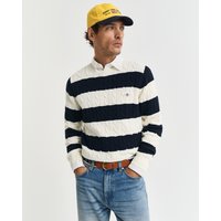 Gant Rundhalspullover "STRIPED COTTON CABLE C-NECK", besticht durch ein durchgehendes Streifenmuster in Zopfstrickstruktur Gant Rundhalspullover "STRIPED COTTON CABLE C-NECK", besticht durch ein durchgehendes Streifenmuster in Zopfstrickstruktur von Gant