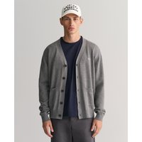 Gant Strickjacke "CLASSIC COTTON V-CARDIGAN" Grafische GANT-Stickerei auf der Brust von Gant