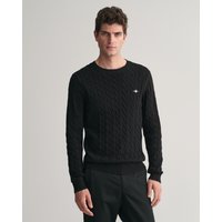 Gant Strickpullover "COTTON CABLE C-NECK", mit Wappen-Logostickerei auf der Brust von Gant