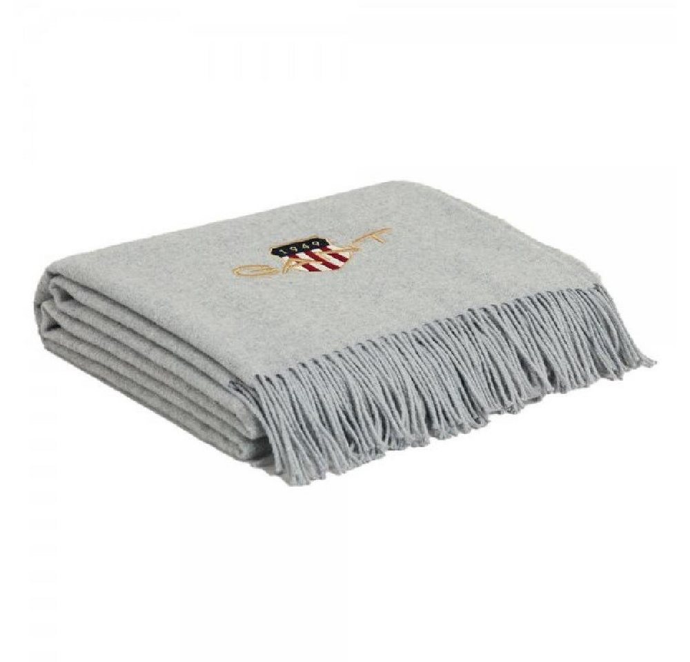 Wohndecke Gant Home Decke Wolle Archive Shield Throw Grey (130x180cm), Gant von Gant