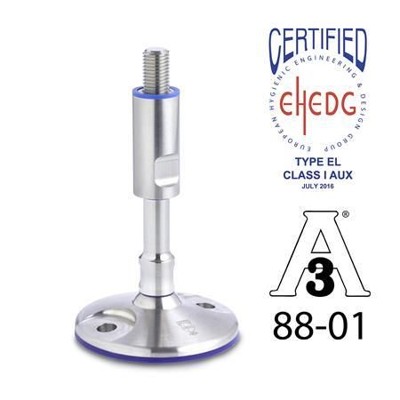 20-120-M20-185-B Edelstahl-Stellfüße mit Befestigungsbohrungen, Hygienic Design von Ganter Norm