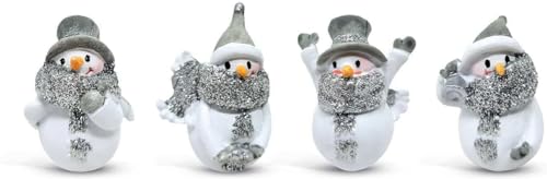 Ganz 3,8 cm große Miniatur-Figuren mit Glitzer, Schneemann, 4 Stück von Ganz