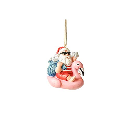 Ganz MX180239 Aufblasbarer Flamingo mit Weihnachtsmann, 5,1 cm Höhe, Kunstharz und Polyresin von Ganz
