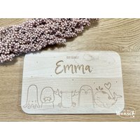 Frühstücksbrettchen | Baby Geschenk Frühstücksbrett Brettchen Personalisiert Geburtstagsgeschenk Geburt Einschulung Taufgeschenk von Ganznachwunsch