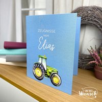 Personalisierte Zeugnismappe Für Jungs Mit Traktor | Zeugnisordner Din A4 Dokumentenmappe Kinder Geschenk Zur Einschulung Schulkind von Ganznachwunsch