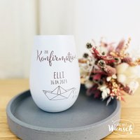 Windlicht | Konfirmation Kommunion Patenkind Patengeschenk Personalisiertes Geschenk Pate Firmung Glas von Ganznachwunsch